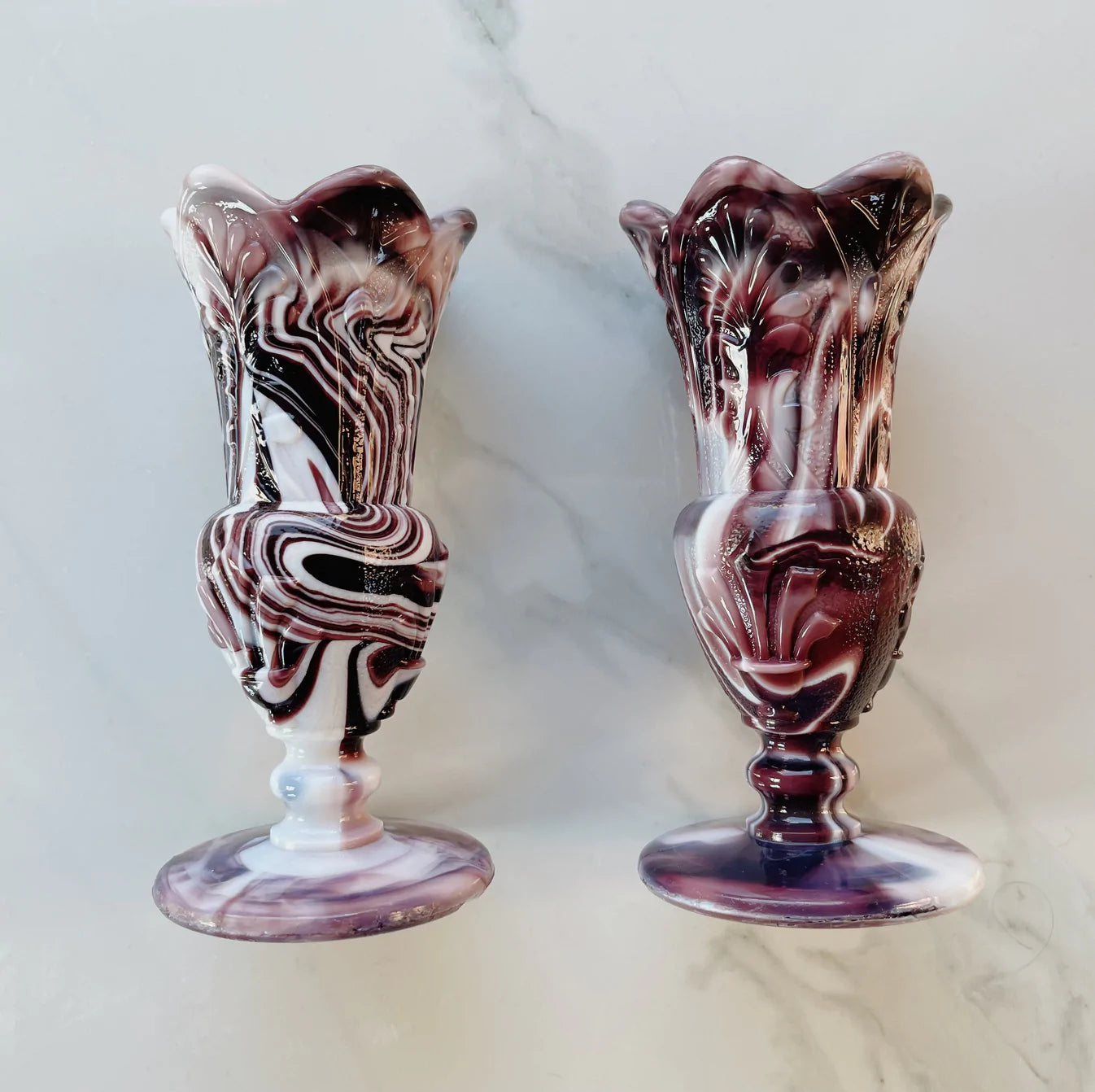 Pair of Slag Glass Vases