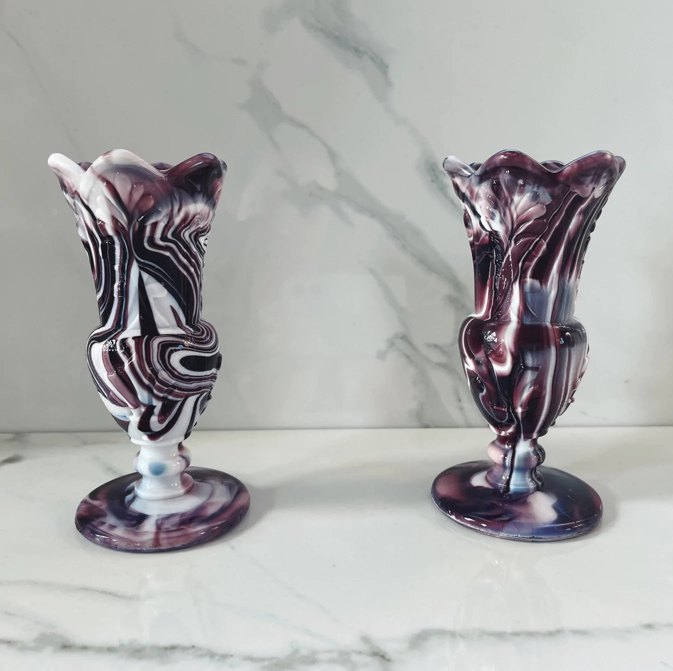 Pair of Slag Glass Vases